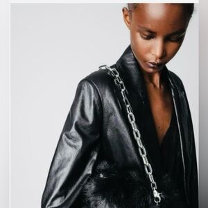 Real leather fur bag